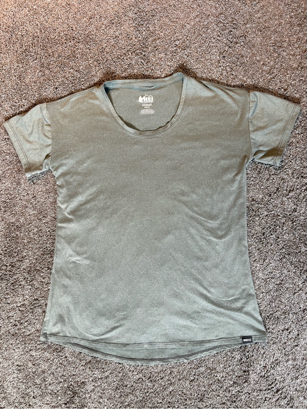 REI Women's Army Green Crew Neck Short Sleeve Tee